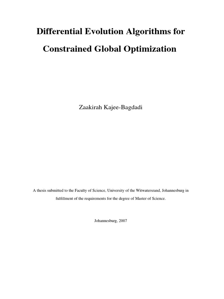 Differential Evolution for Global Optimization | PDF | Mathematical ...