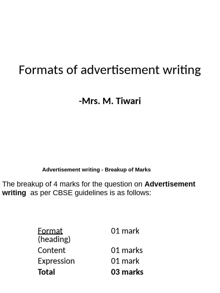 Advertisement Writing Formats Explained | PDF | Advertising