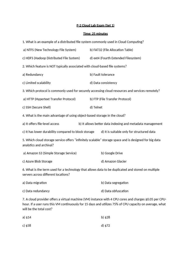 P-2 Cloud Lab Exam Set 1 | PDF | File System | Cloud Computing