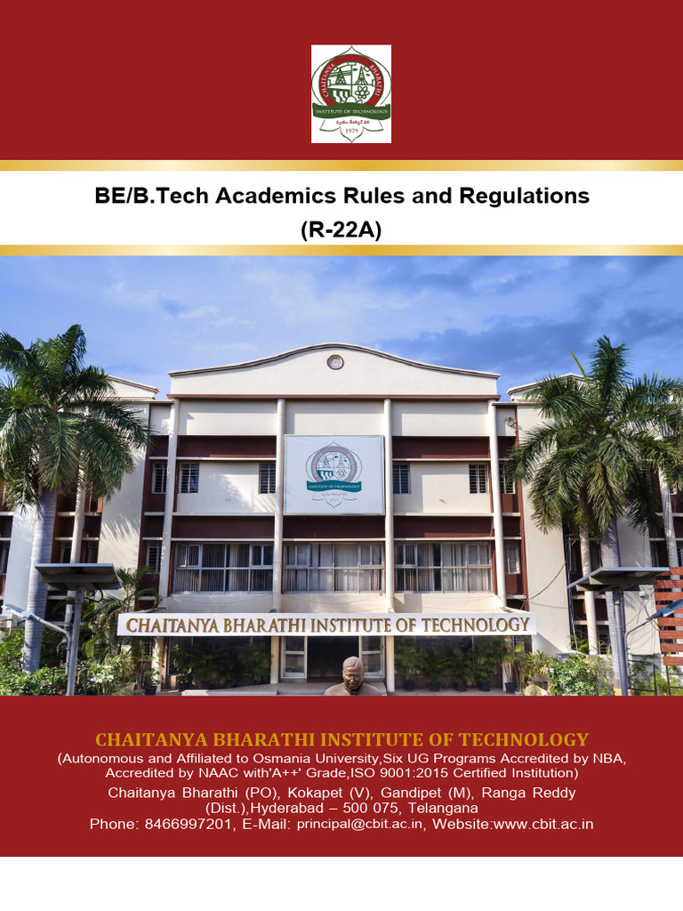 CBIT BE/B.Tech R-22A Syllabus Overview | PDF | Academic Degree | Course ...