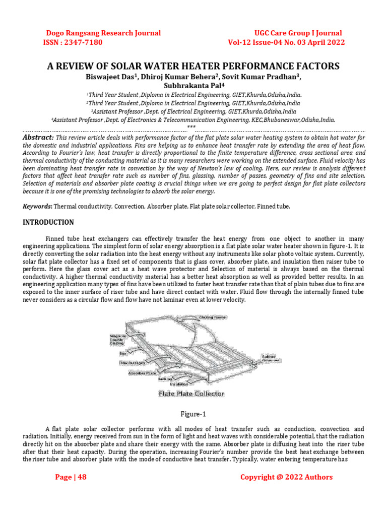 Solar Water Heater Performance Review | PDF | Heat Transfer | Heat