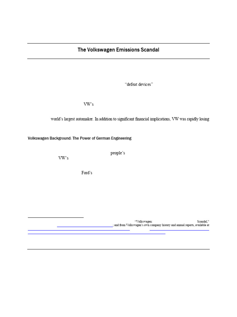 Volkswagen Emissions Scandal Overview | PDF | Clean Air Act (United ...