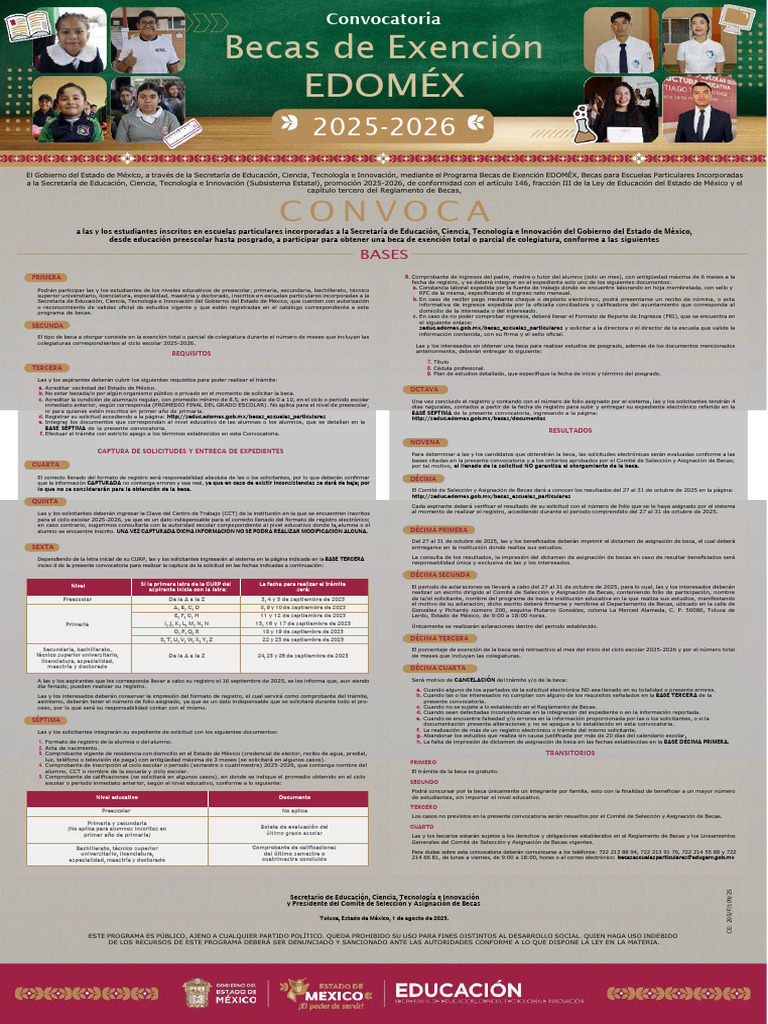 Convocatoria Becas EDOMÉX 2025-2026 | PDF | Beca | Educación de la ...