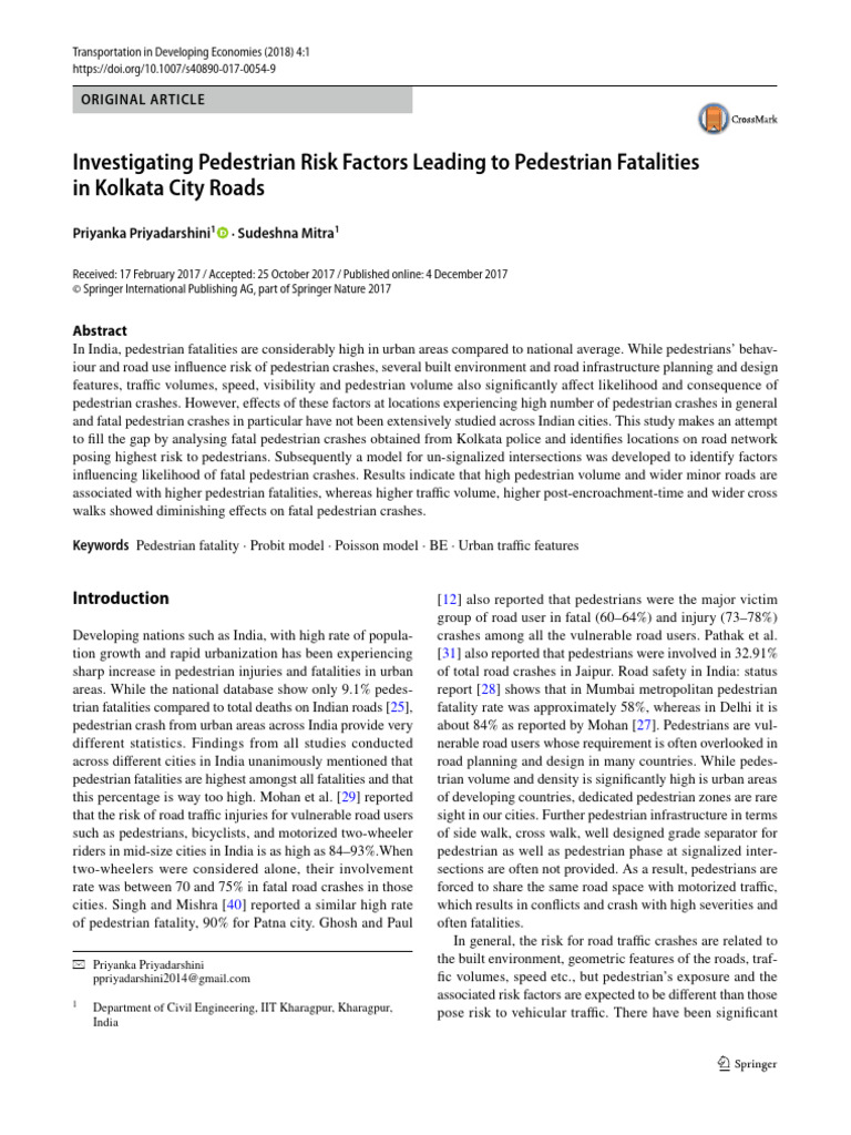 Investigating Pedestrian Risk Factors Leading To Pedestrian Fatalities ...