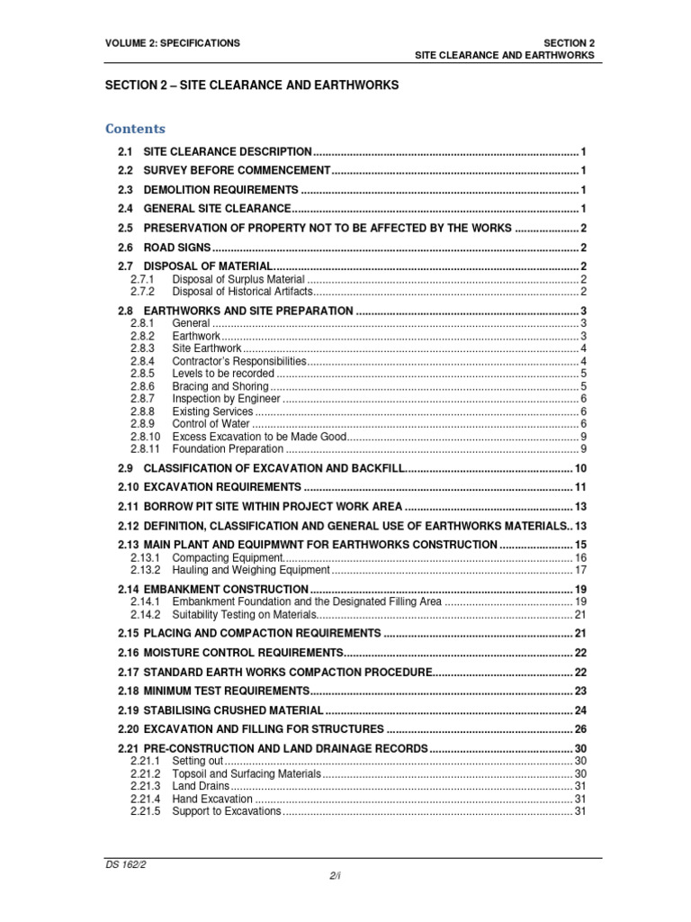 Section 2 Site Clearance and Earthworks | PDF | Road | Rock (Geology)
