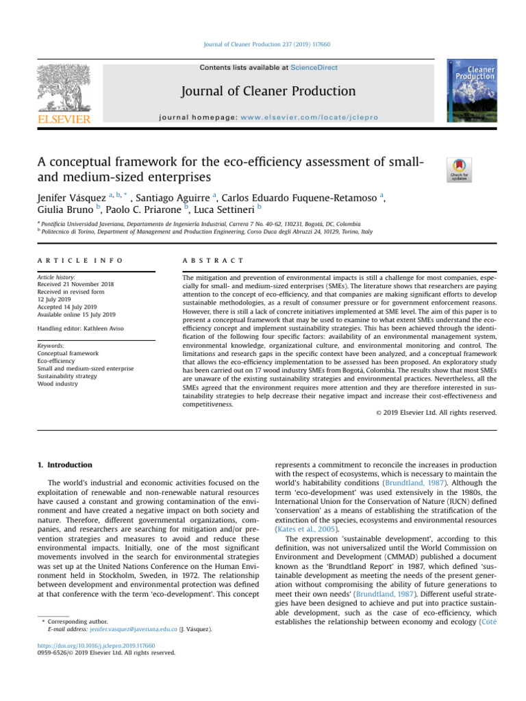 A Conceptual Framework For The Eco Efficiency Assessme 2019 Journal of ...