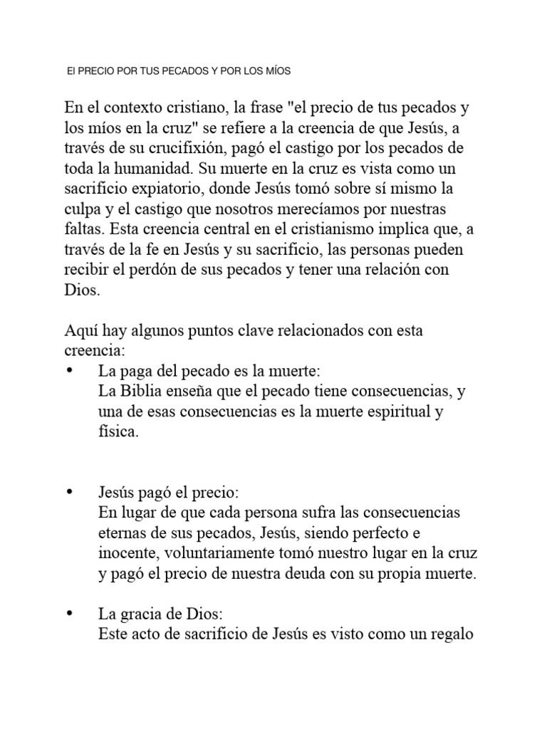 El precio de tus pecados en la cruz | PDF | Pecado | Creencia religiosa ...