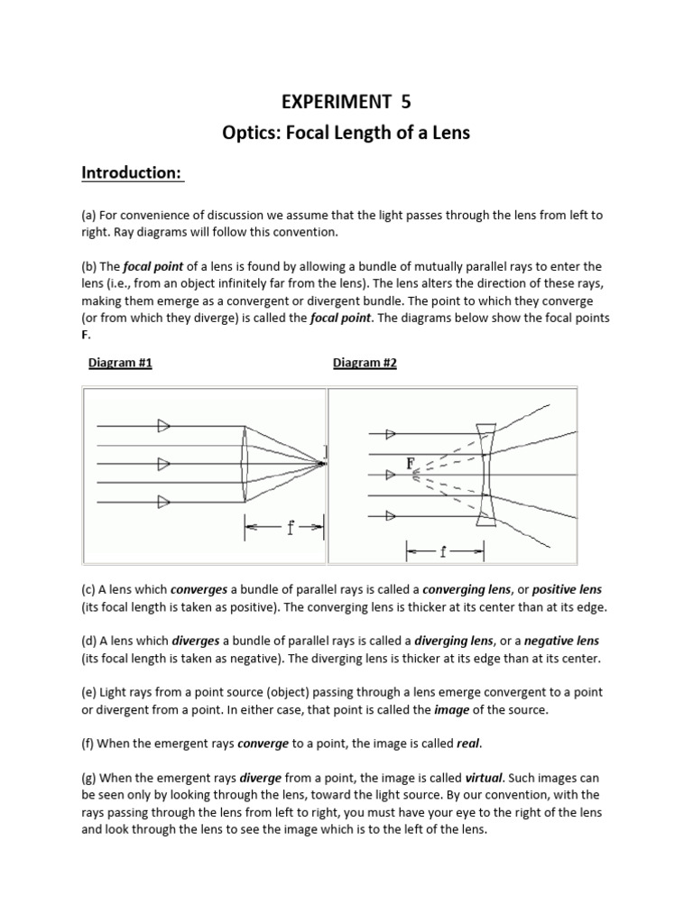 Focal Length Measurement of Lenses | PDF | Lenses | Optics