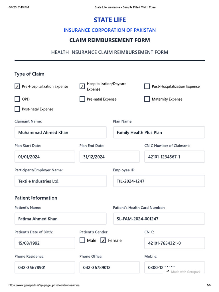 Insurance Claim Form | PDF