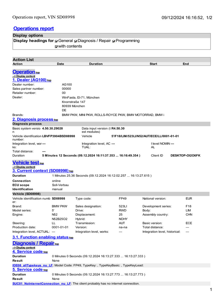 20241209_161650_Operations_report_VIN7-SD08998 | PDF | Sports Cars ...