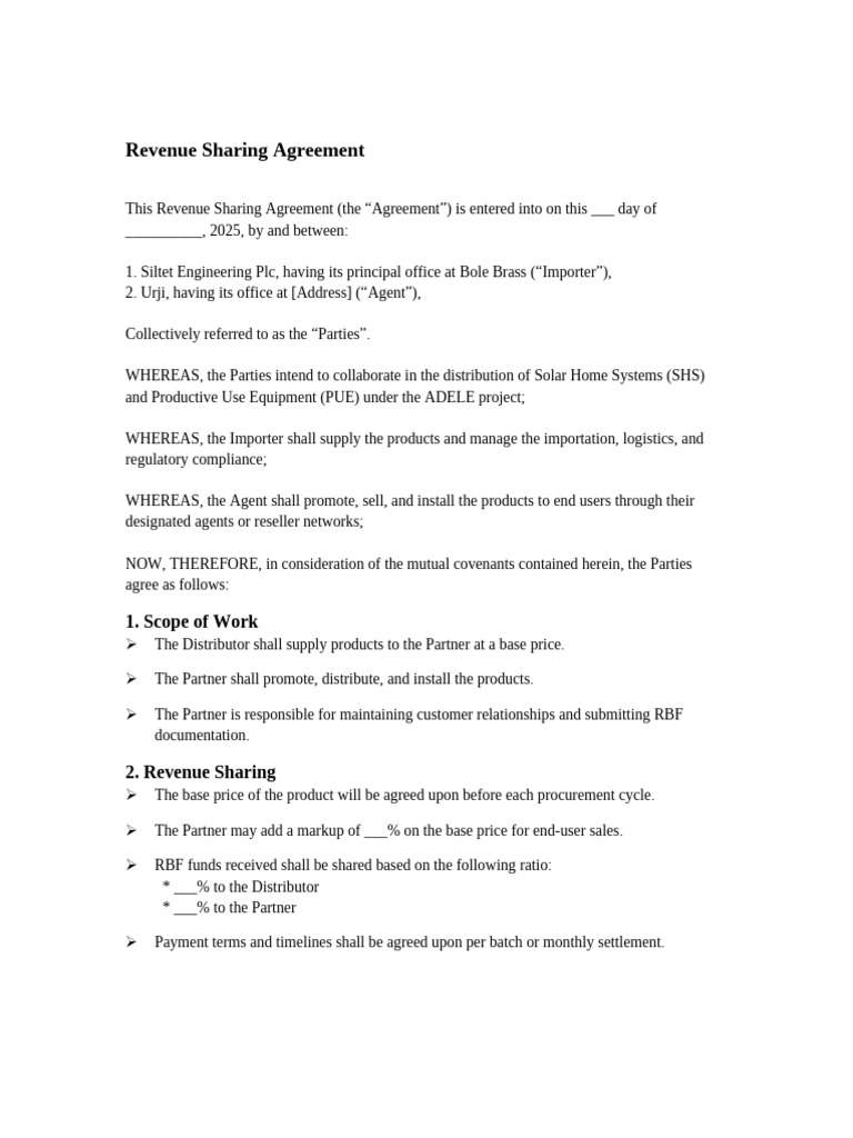 Urji Revenue Sharing Agreement 2025 | PDF | Business
