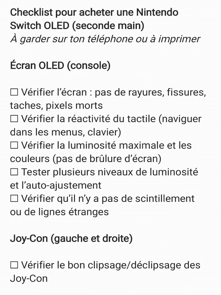 Checklist Switch | PDF