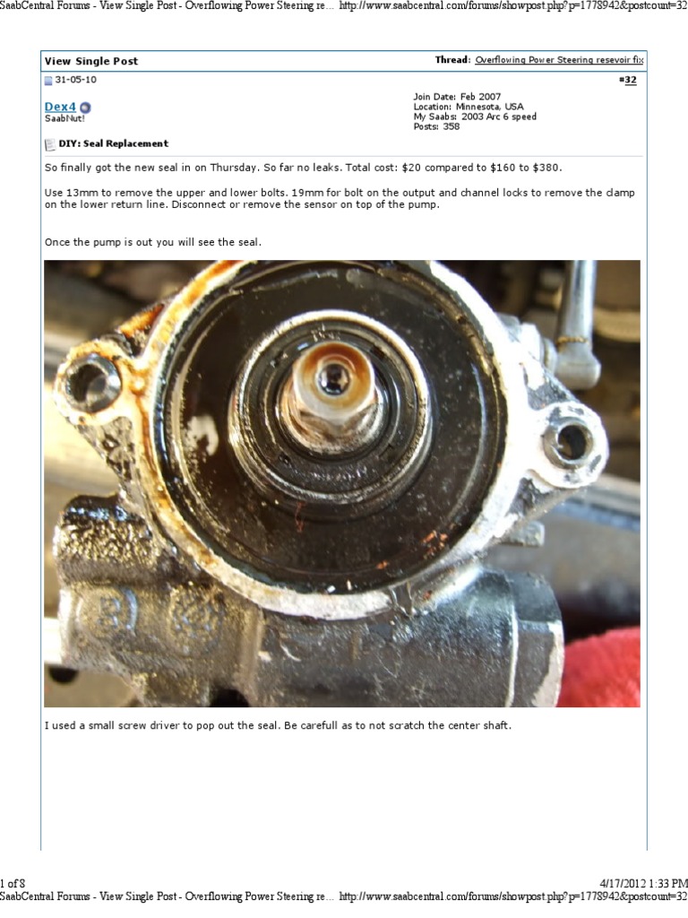 Overflowing Power Steering Resevoir Fix PDF