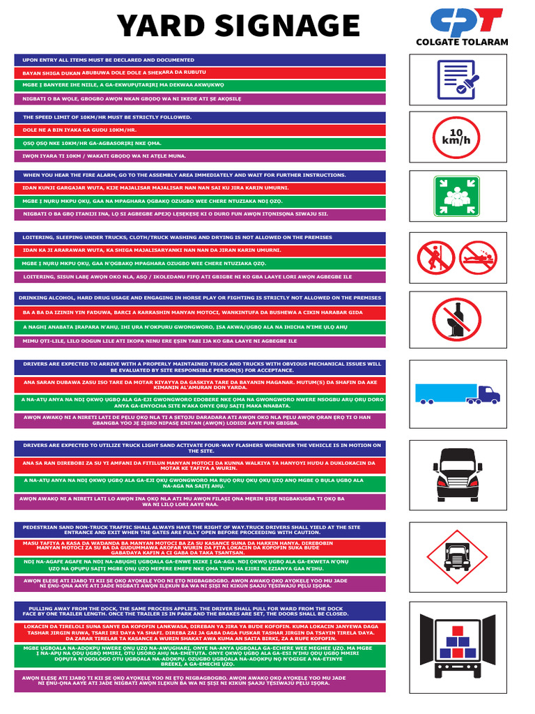 Driver Instructions and Site Regulations | PDF | Road Transport | Land ...