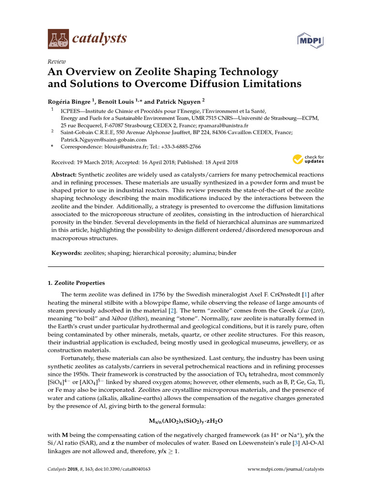 Zeolite Shaping Technology Overview | PDF | Zeolite | Catalysis