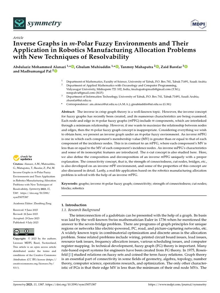 Inverse Graphs in M-Polar Fuzzy Environments and T | PDF | Graph Theory ...