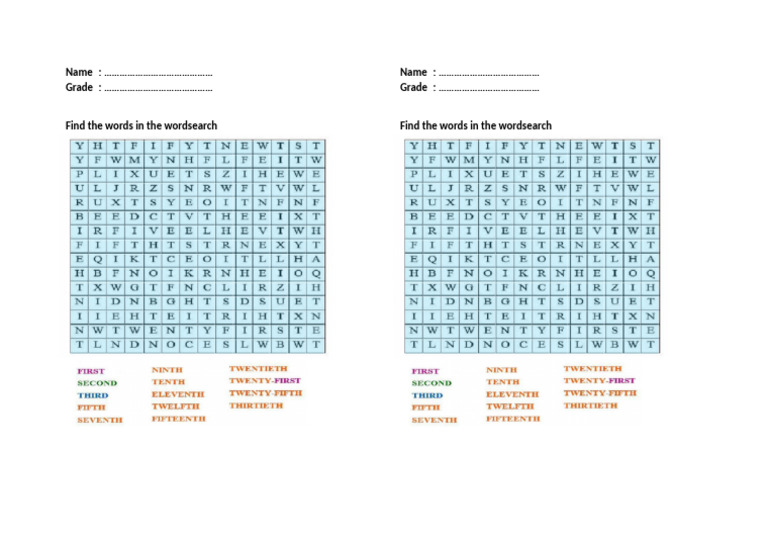 Find The Words in The Wordsearch | PDF
