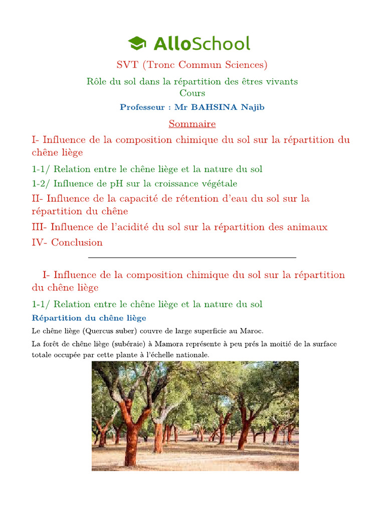 Cours 2 2 Role Du Sol Dans La Repartition Des Etres Vivants 2 | PDF