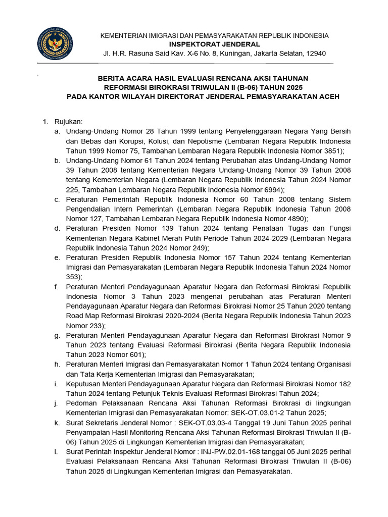 Evaluasi RAT RB Kementerian 2025 | PDF