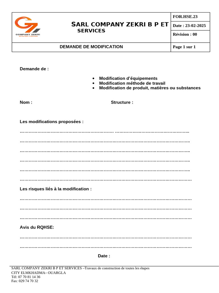 Demande de Modification | PDF