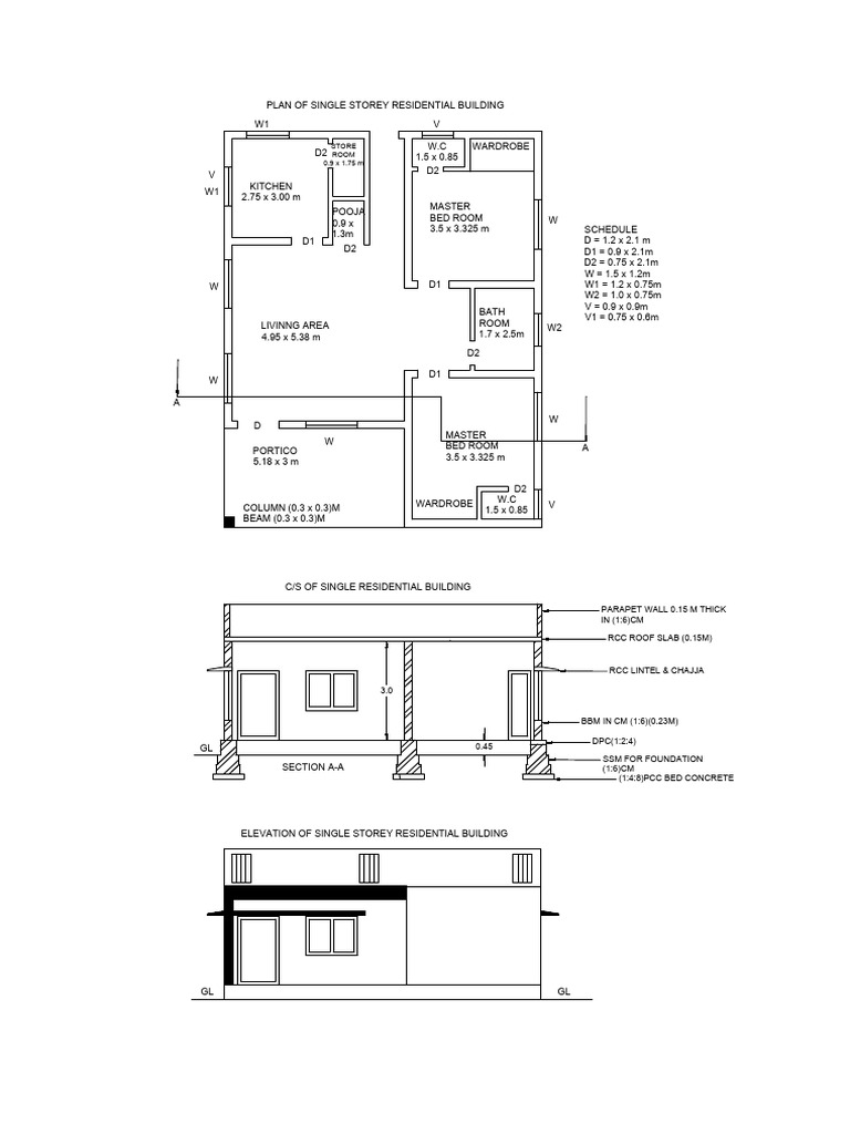 Single Storey Residential Building Plan | PDF | Real Estate | Building