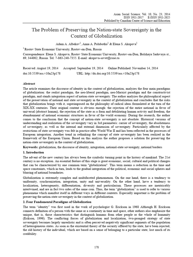 Nation-State Sovereignty in Globalization | PDF | Globalization ...