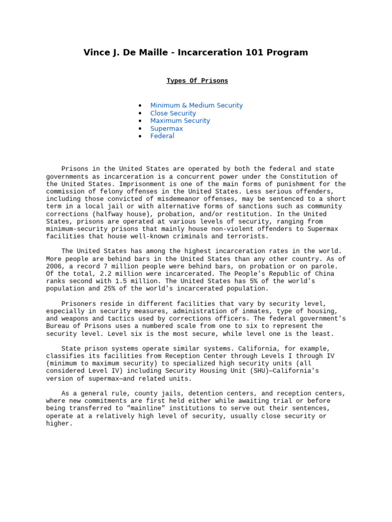 101 Programs On Security of Prisonrs | PDF | Prison | Incarceration In ...
