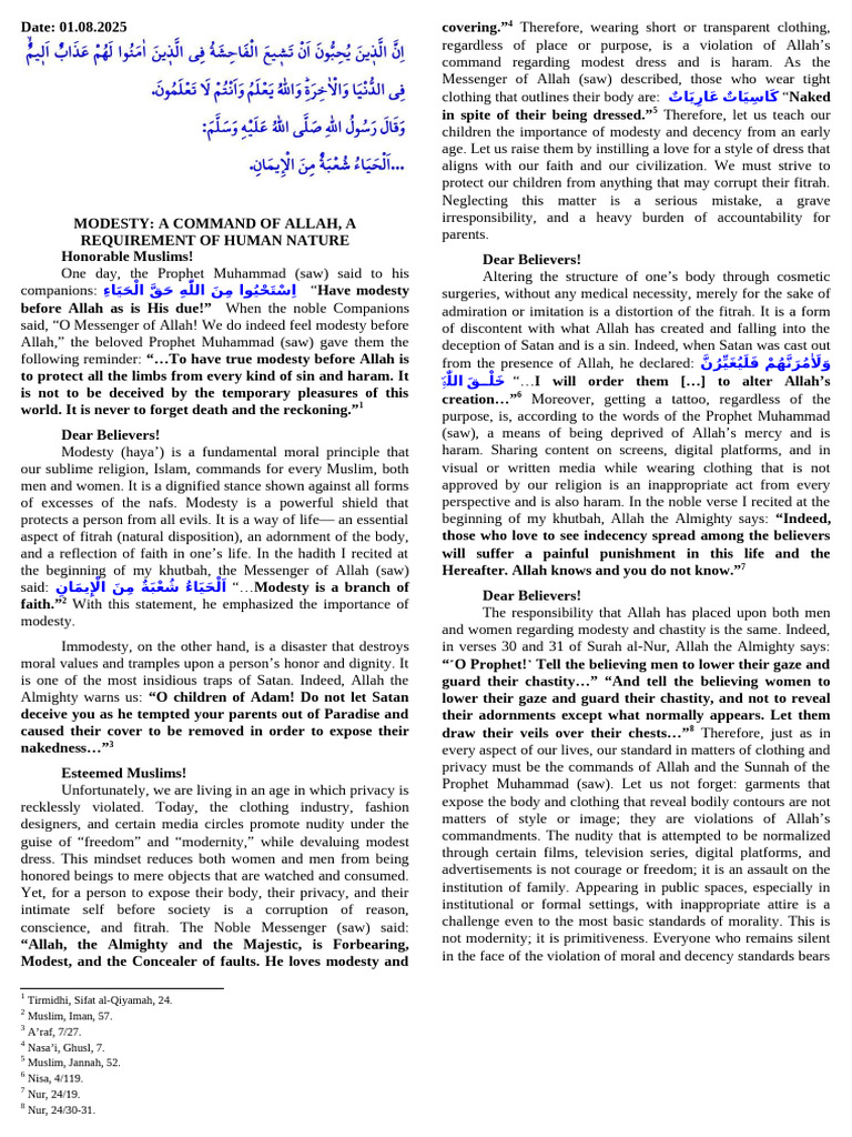The Command of Modesty in Islam | PDF | Modesty | Muhammad