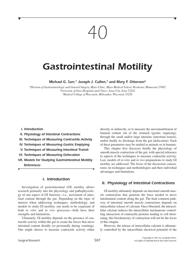 Techniques for Studying GI Motility | PDF | Muscle Contraction ...
