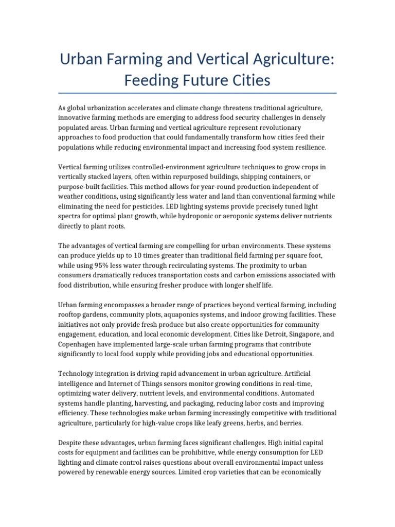 Urban Farming: Sustainable City Solutions | PDF | Agriculture | Urban ...