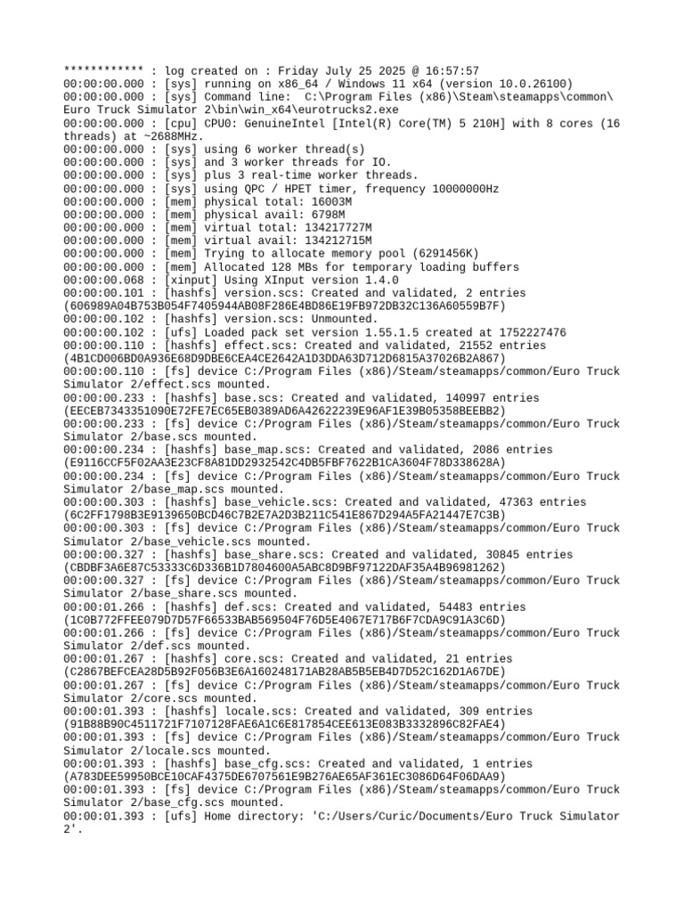 Euro Truck Simulator 2 Log Details | PDF | Graphics Processing Unit ...