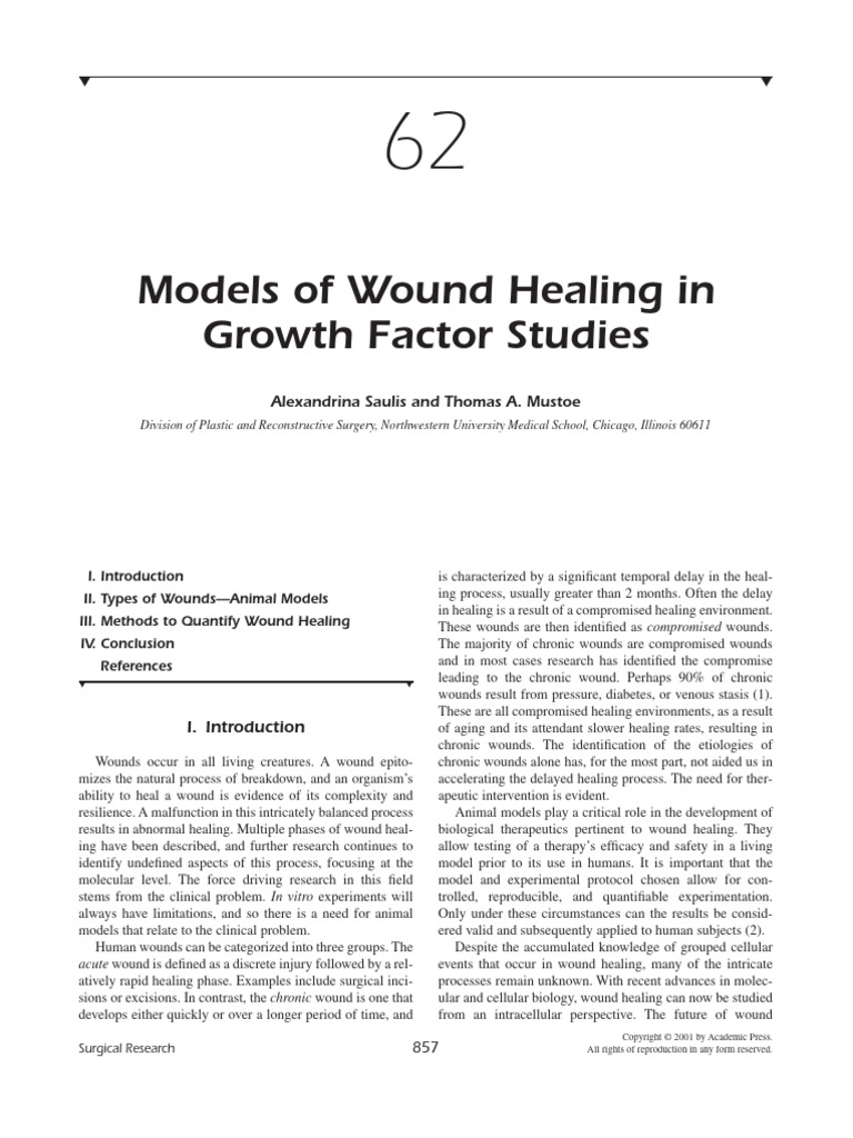 62 Models of Wound Healing in Growth Factor Studies 2001 Surgical ...