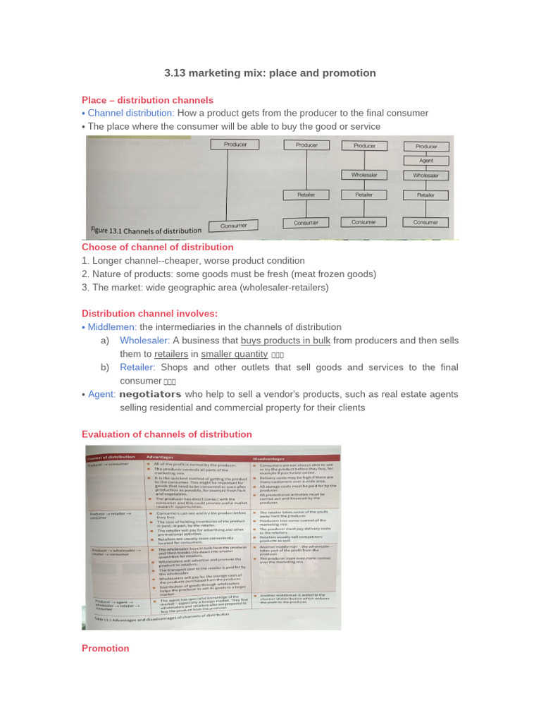 3.13 - Marketing Mix-Place and Promotion | PDF | Sales | Advertising