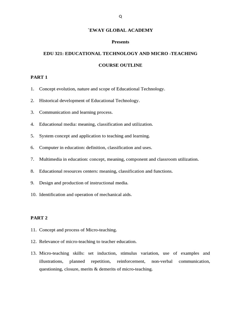 EDU 321: Tech & Micro-Teaching Overview | PDF | Computer Data Storage ...