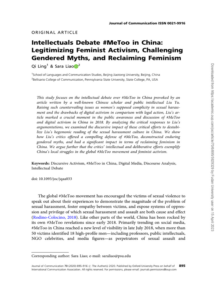 #MeToo Debate and Feminism in China | PDF | Feminism | Gender Studies