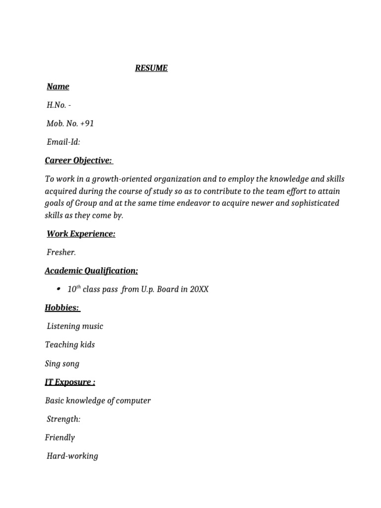 Entry-Level Resume for Fresher | PDF