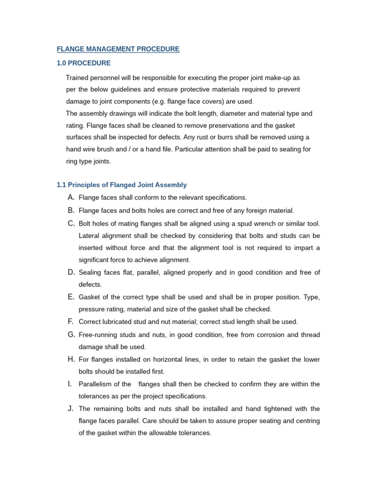 Flange Management Procedure Guide | PDF | Nut (Hardware) | Screw