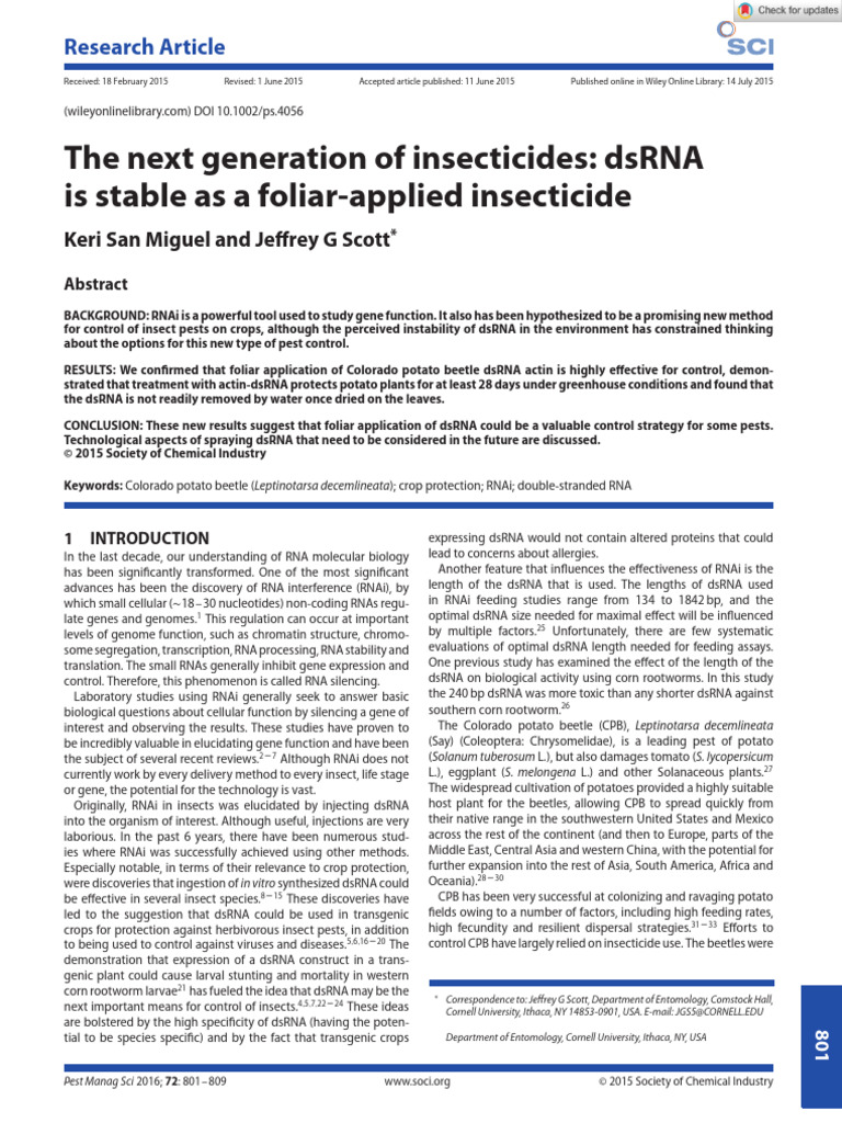 dsRNA's Impact on Insect Mortality | PDF | Rna Interference | Rna
