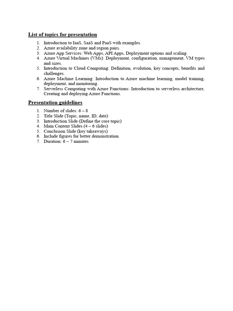 Topics For Presentation | PDF