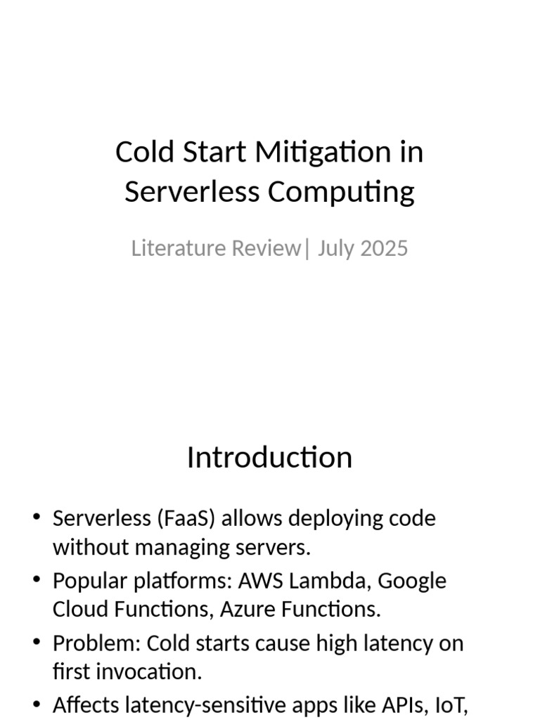Cold Start Solutions for Serverless FaaS | PDF | Computer Science ...