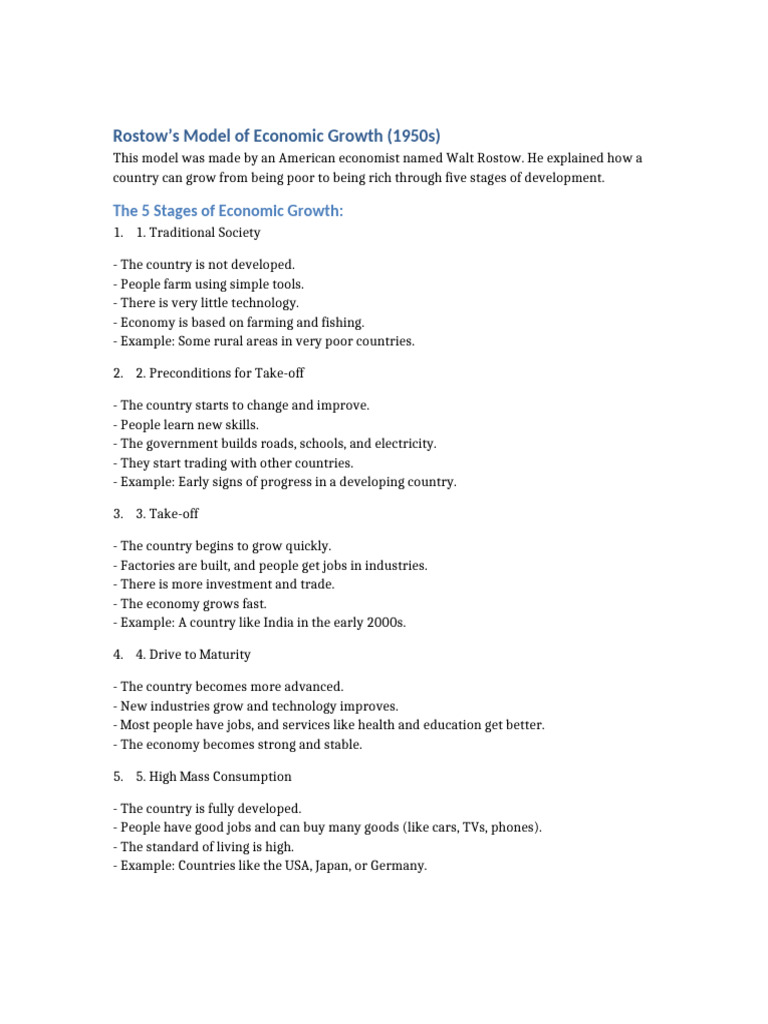 Rostows Economic Growth Model Grade11 | PDF