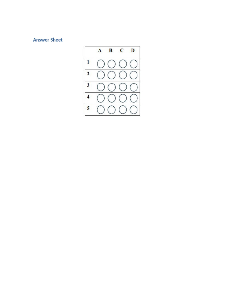 Answer Sheet Table | PDF