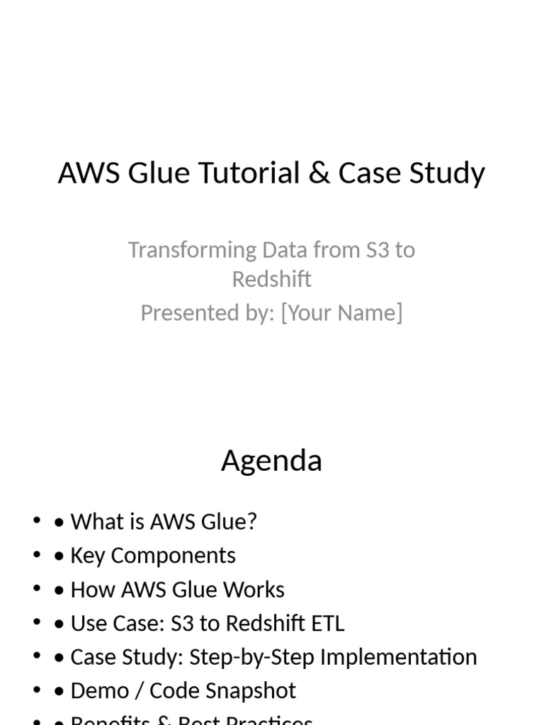 AWS Glue ETL: S3 to Redshift Guide | PDF | Amazon Web Services | Software