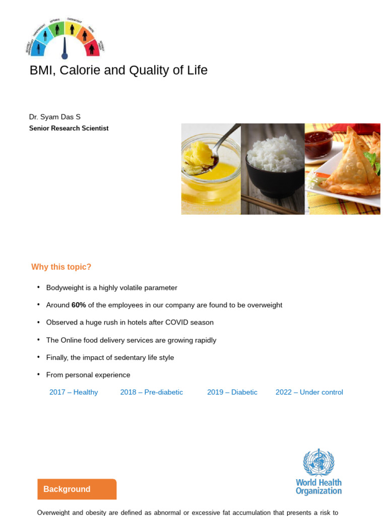 Internal Training Programme - BMI, Calorie and Quality of Life | PDF ...
