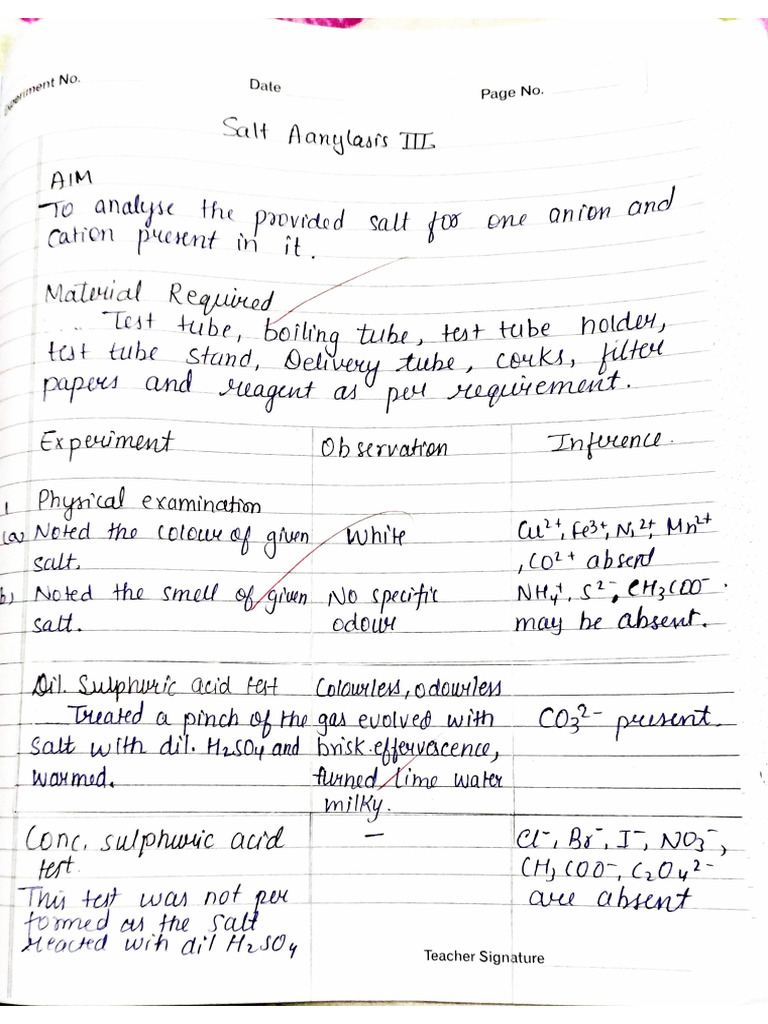 Salt Analysis - 3 (EXPERIMENT 3) | PDF