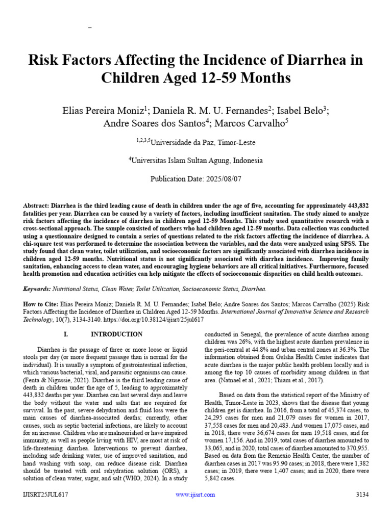 Diarrhea Risk Factors in Children 12-59 Months | PDF | Drinking Water ...