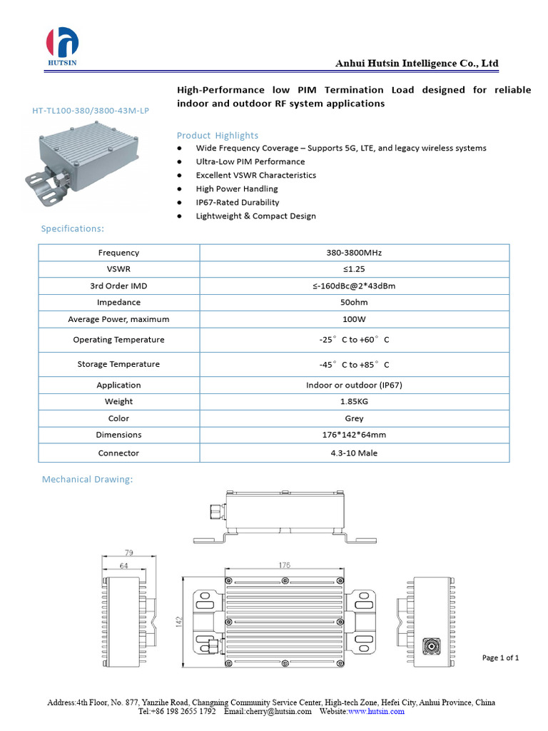 Low PIM Termination Specifications | PDF | Telecommunications ...