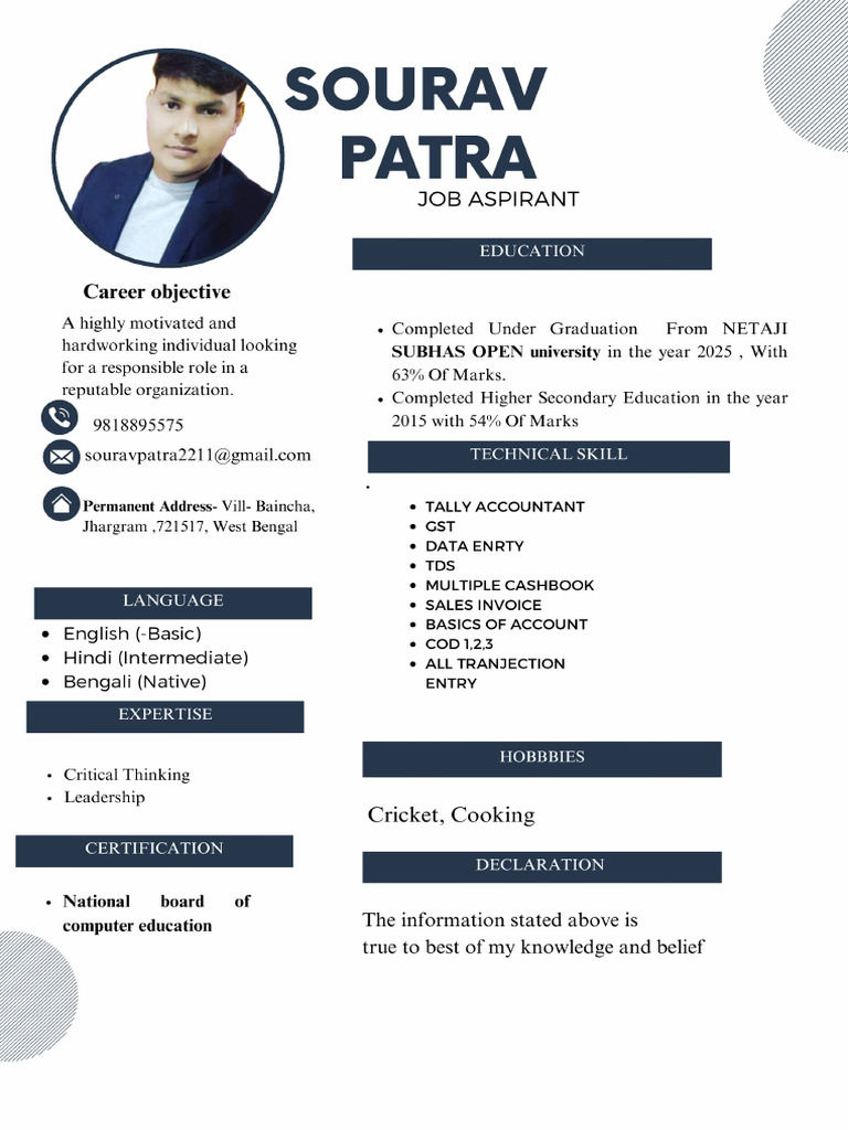 CV Sourav | PDF