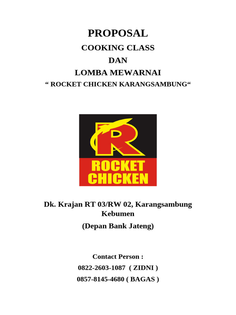 Proposal Kelas Memasak dan Mewarnai | PDF