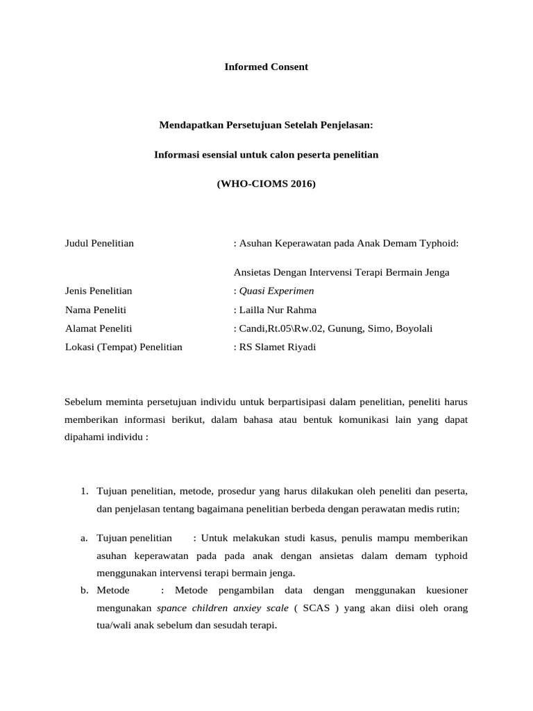 Persetujuan Informed Consent Penelitian Keperawatan | PDF